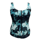 Swimsuit One Piece Zipper Front Military Printing Swimsuits