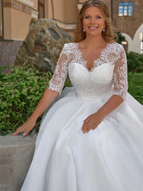 Elegant Wedding Dress For Woman Half Sleeves V