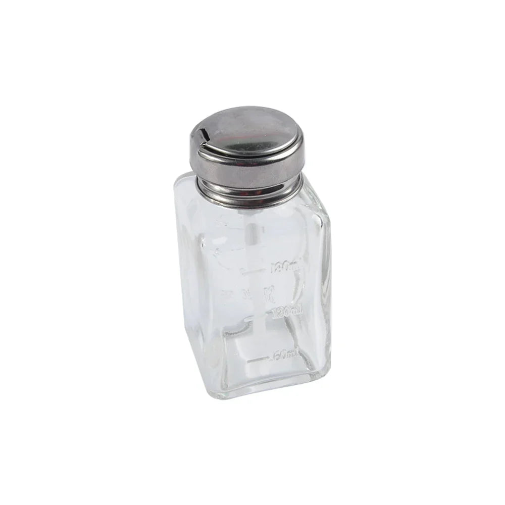 Nail Refillable Glass Bottles Empty Press Pump Dispenser