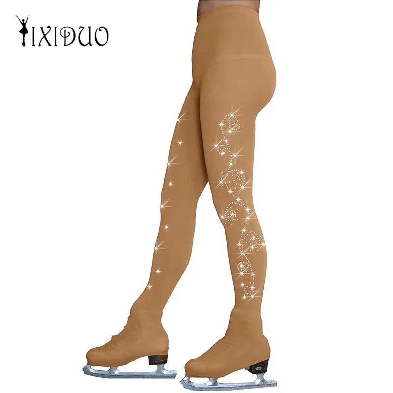 Rhinestone Figure Skating Pants Pantyhose Adult Children Gymnastics