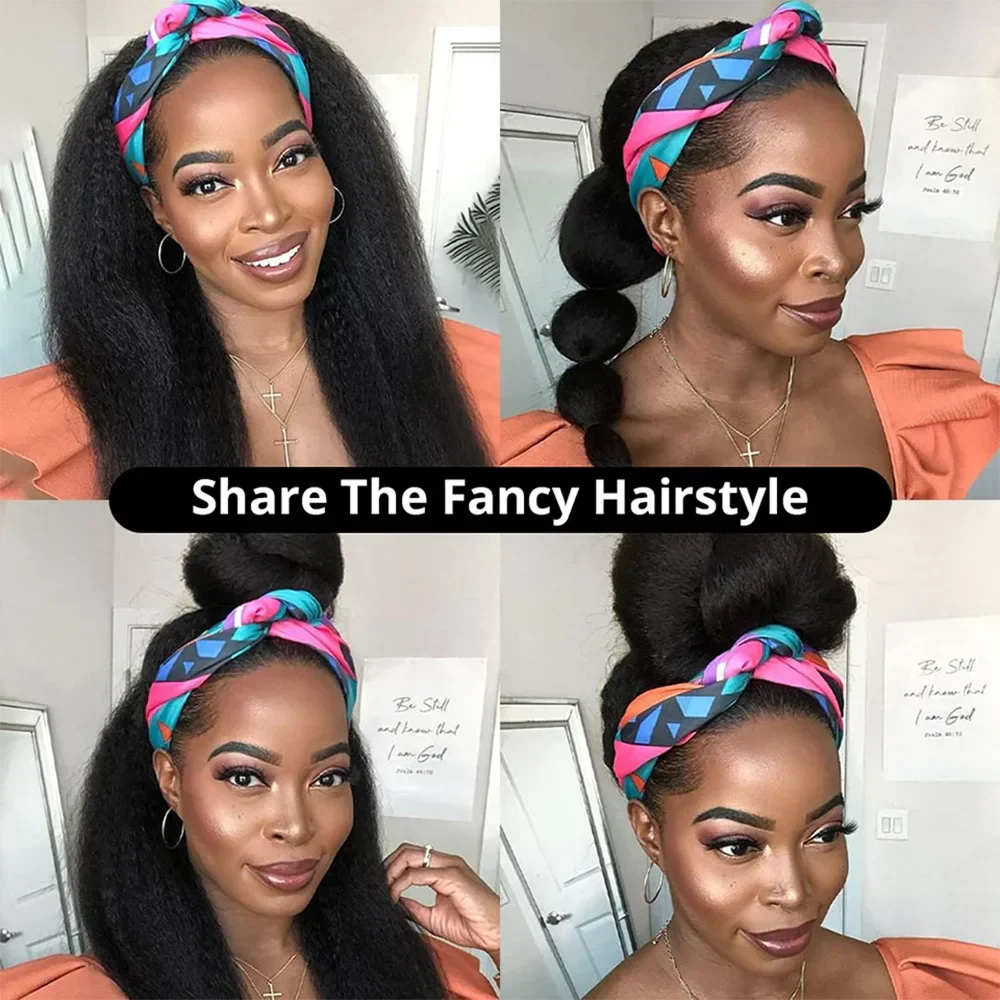 Kinky Straight Headband Wig Glueless Human Hair Wig