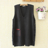 Womens Sweater Vest 4Xl Loose Solid V-Neck Side