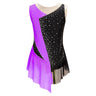 Kids Girls Figure Skating Dress Shiny Rhinestone Sheer