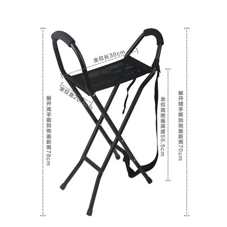 Foldable Elderly Crutch Seat Stool Lightweight Aluminum Alloy