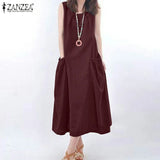 Zanzea Summer Sleeveless Maxi Dress Women Fashion Work
