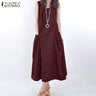 Zanzea Summer Sleeveless Maxi Dress Women Fashion Work