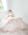 Yipeisha Intricate Exquisite Strapless Ball Gown Flower Draped