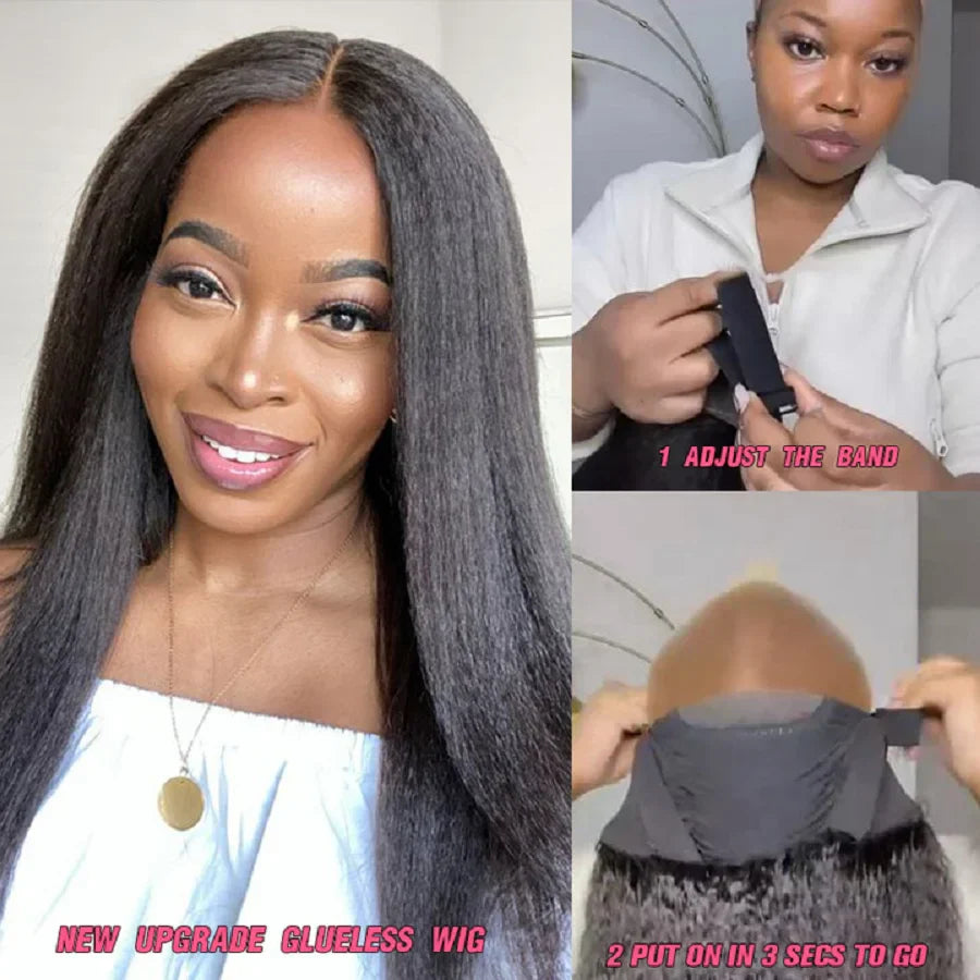 Kinky Straight Human Hair Wigs Glueless Wig Human