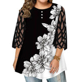 Plus Size Floral Mesh Tunic Top for Women