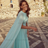 O-Neck, Long Sleeves, Ankle-Length A-Line Gown with Beadings