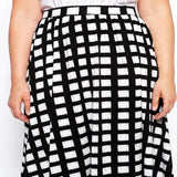 Black And White Plaid A-Line Skirt High Elastic