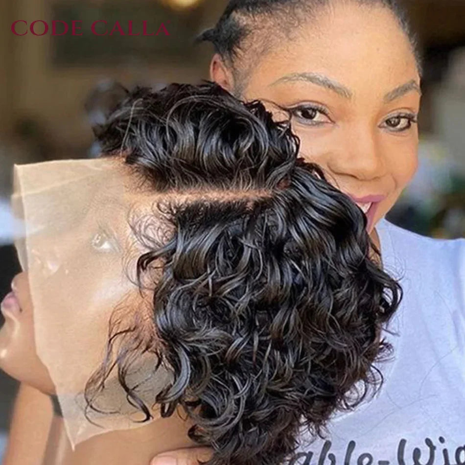 Human Hair Wigs Curly Wave Side Part Wig