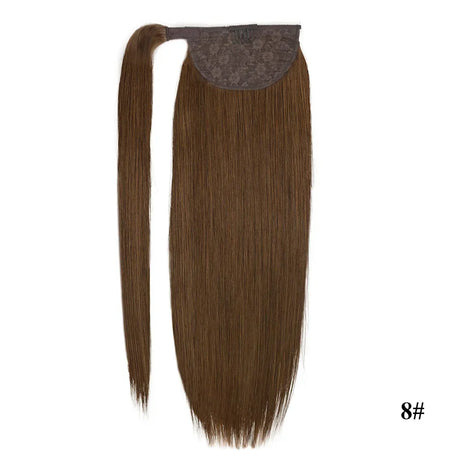 Straight Human Hair Ponytail Wrap Around Horsetail Clips-In