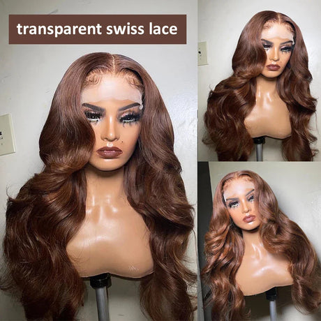 Chocolate Brown Lace Front Human Hair Wigs For