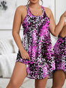 Casual Nightdress, Women' Plus Leopard & Butterfly Print