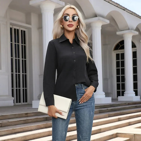 White Shirt Women Fashion Business Shirts Office Lady