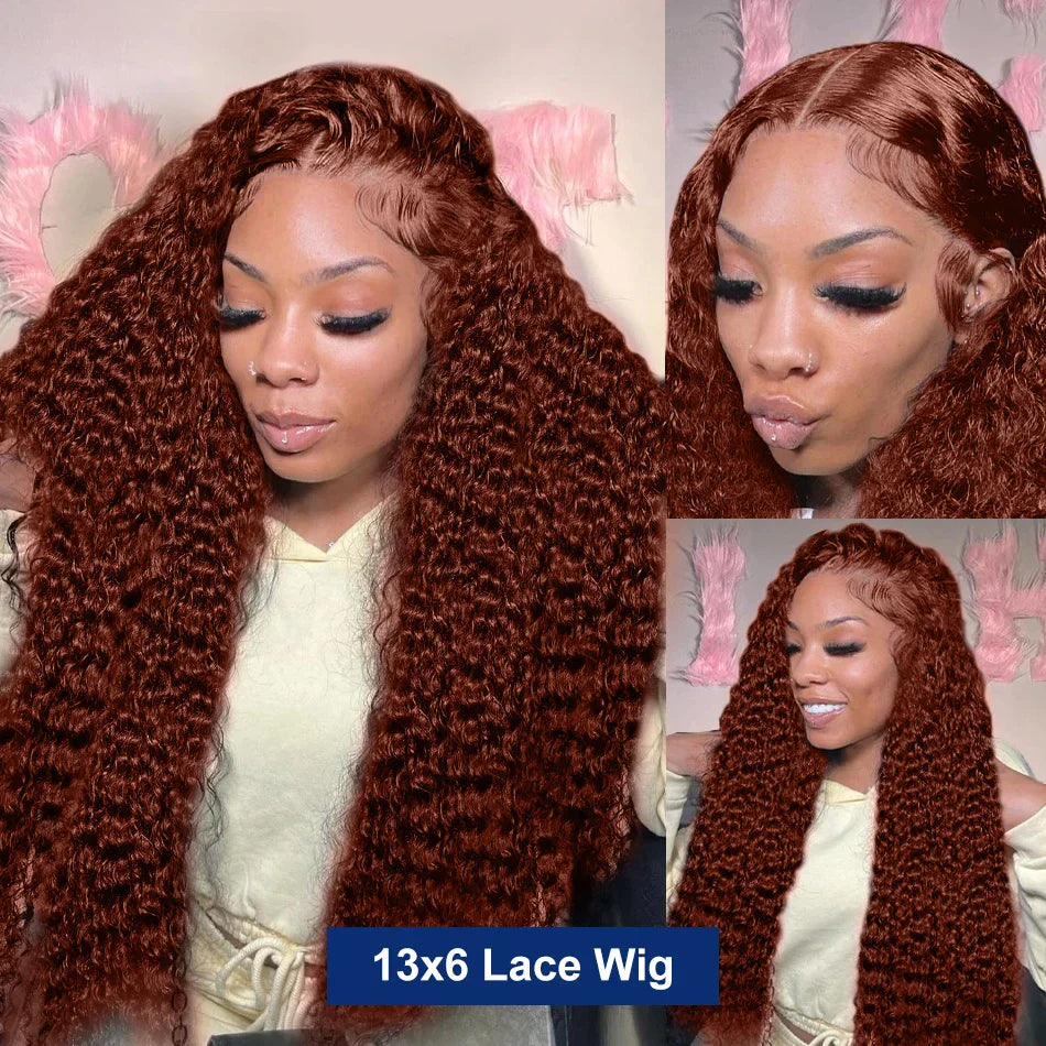 Reddish Brown  Frontal Wig Deep Wave