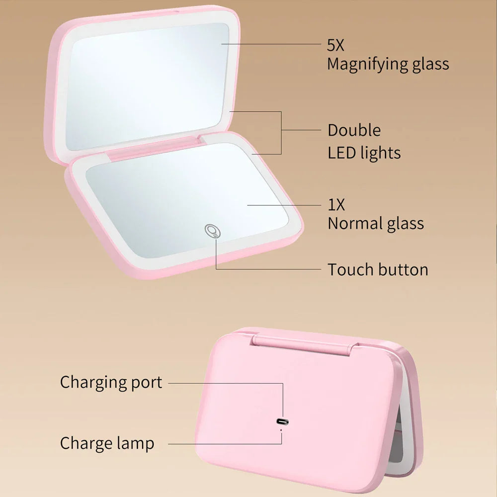 Led Rechargeable Makeup Mirror With X Magnifying