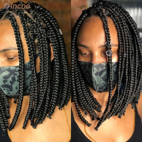 Short Bob Braided Wigs Full Lace Front Box