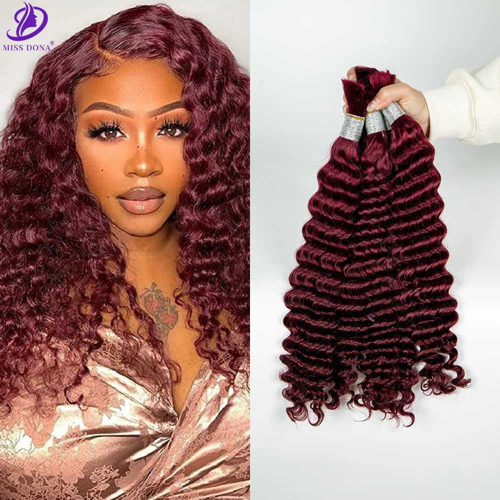 Burgundy Human Hair Extension Deep Curly Virgin Human