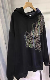 Rhinestone Dragon Brand Women' Hooodies Fleece Thick