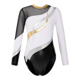 Kids Girls Gymnastics Leotards Bronzing Long Sleeve Leotards