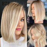 Blonde Highlight Synthetic Lace Front Bob Wigs