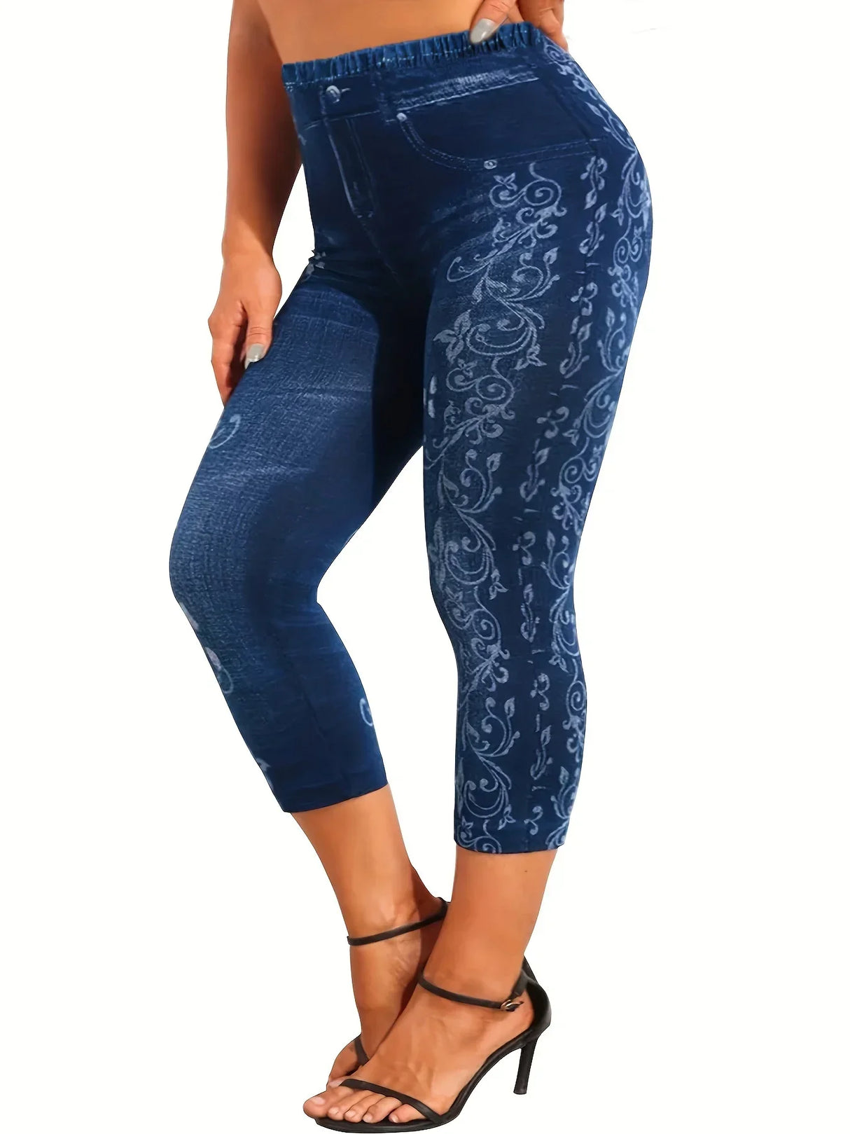 Women' Sports Leggings, Lady Oversize Denim Print &