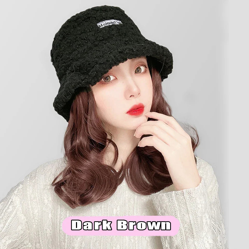 As Syntheti Curly Hair Lamb Wool Fisherman Hat