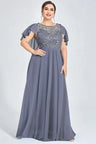 Chiffon Sequin Cape Tunic Maxi Dress Elegant Wedding