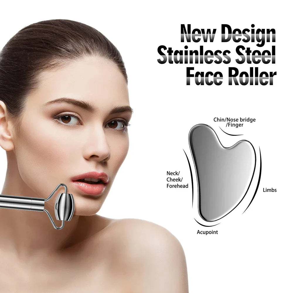 Face Roller And Gua Sha - Stainless