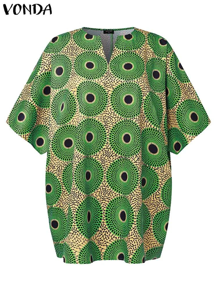 Vonda Vintage Printed Blouse Women Bohemian Tops