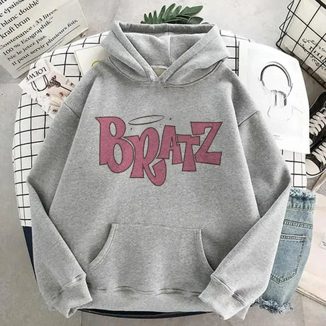 Bratz Letter Printed Hooded Sweatshirt Men Women Hoodie