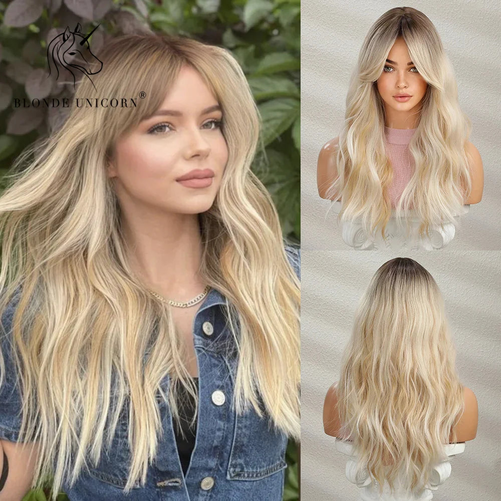 Blonde Unicorn Ombre Brown Blonde Synthetic Wig Long