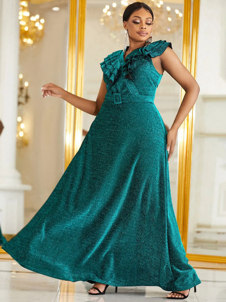 Evening Dress Green New Sleeveless High Waist Party