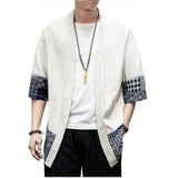 Men' Japanese Kimono Cardigan Loose Cotton Linen /