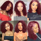 Burgundy Deep Wave Red Water Bob Wigs