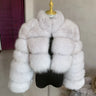 New Ladies Natural Fox Fur Cropped Plus Stand