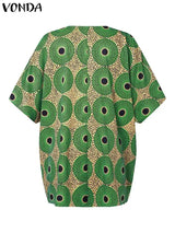 Vonda Vintage Printed Blouse Women Bohemian Tops
