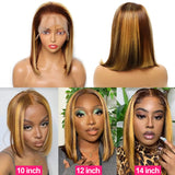 Honey Blonde Ombre Lace Front Bob Wig 180% Human Hair