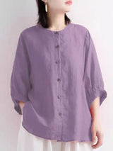 Cotton Linen Blouses Female Long Sleeve Shirts Autumn