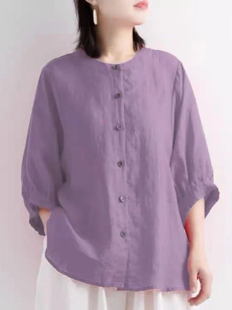 Cotton Linen Blouses Female Long Sleeve Shirts Autumn