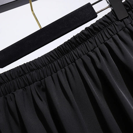 Women' Spring Casual Skirt Black Drapery Polyester Maxi