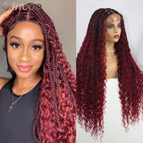 Boho Braided Lace Frontal Wig Wave Curly Goddess