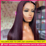 Peruvian Burgundy 13x6 Lace Front Wig - 99J Red Straight Human Hair