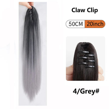 Ombre Color Straight Claw Clip On Ponytail Hair