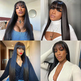 Straight Full Machine Made Bang Wigs Human Hair
