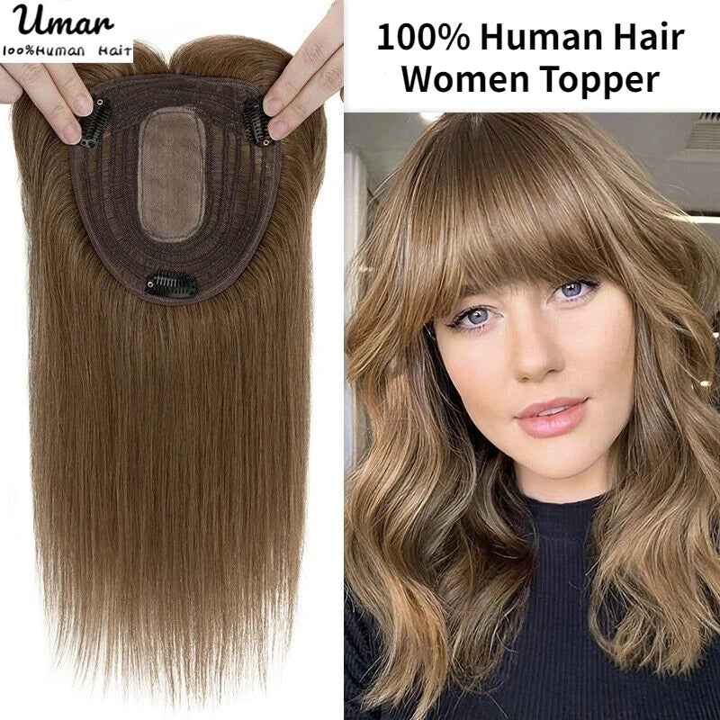 Hair Topper With Bangs Women Human Hair