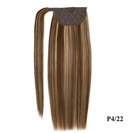 Straight Human Hair Ponytail Wrap Around Horsetail Clips-In