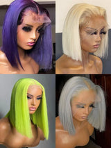 Lime Green Bob Lace Front Wigs Human Hair